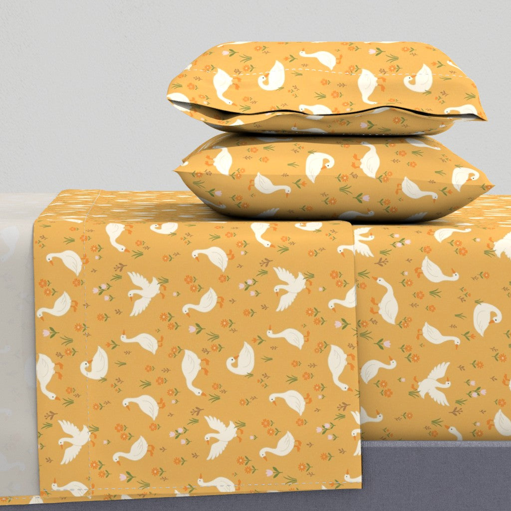 Cute Country Geese for Children's Room Decor Sheet Set — Medium Scale — yellow