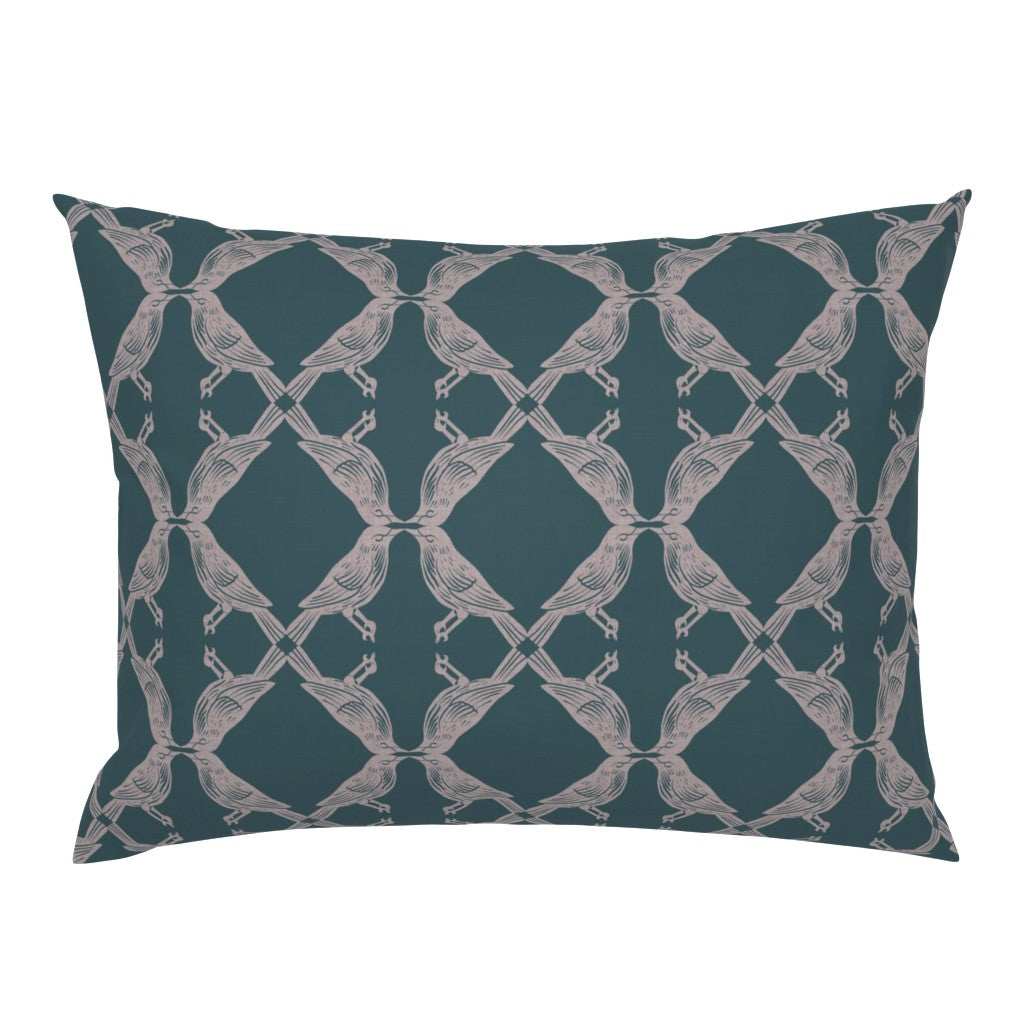 Nature-Inspired Geometric Symmetry of Birds Pillow Sham — Large Scale — blue (3)