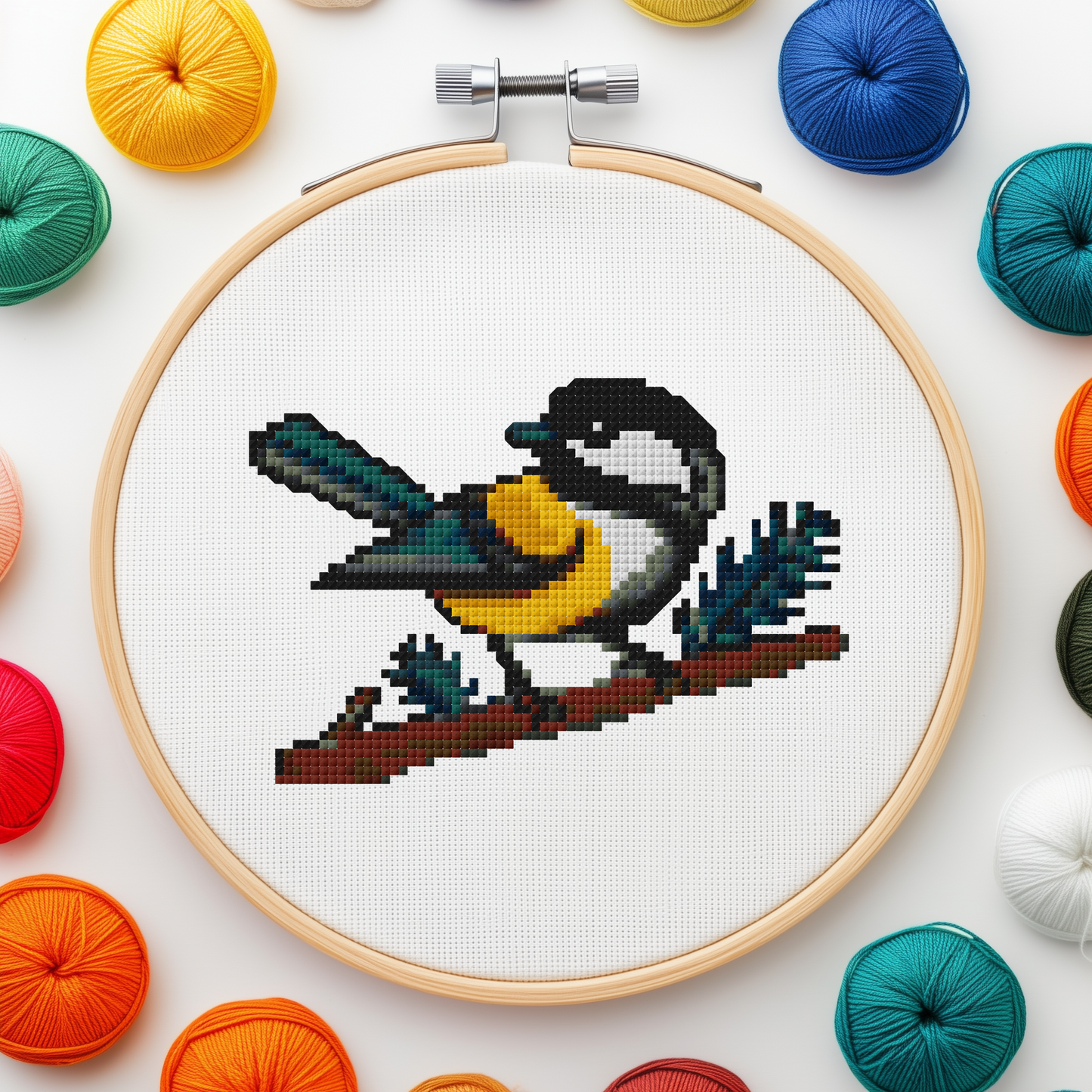 Chickadee Modern Retro Cross Stitch Pattern