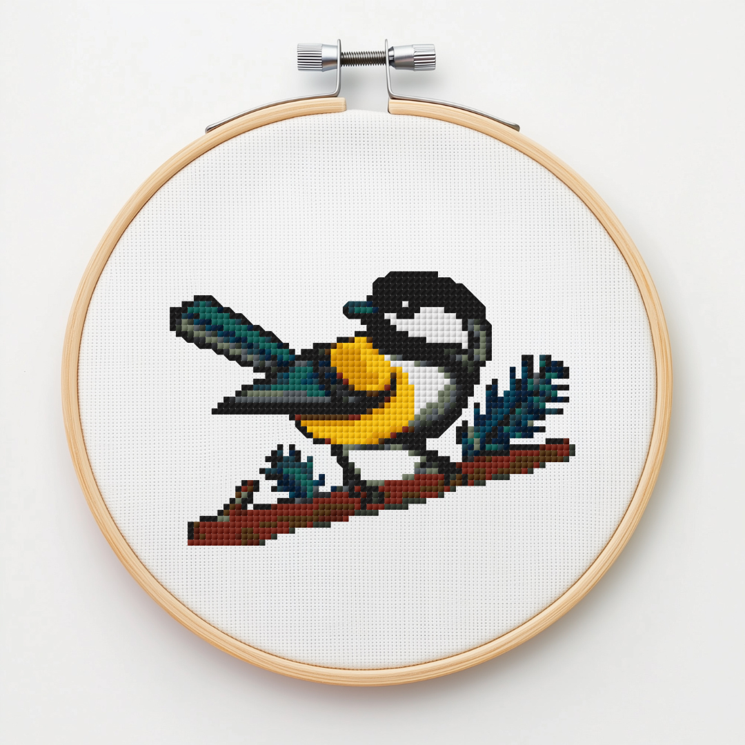 Chickadee Modern Retro Cross Stitch Pattern