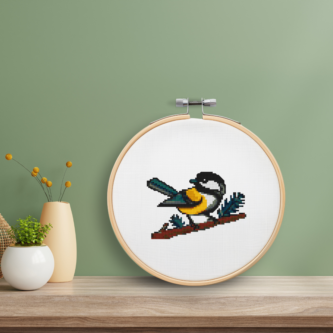 Chickadee Modern Retro Cross Stitch Pattern