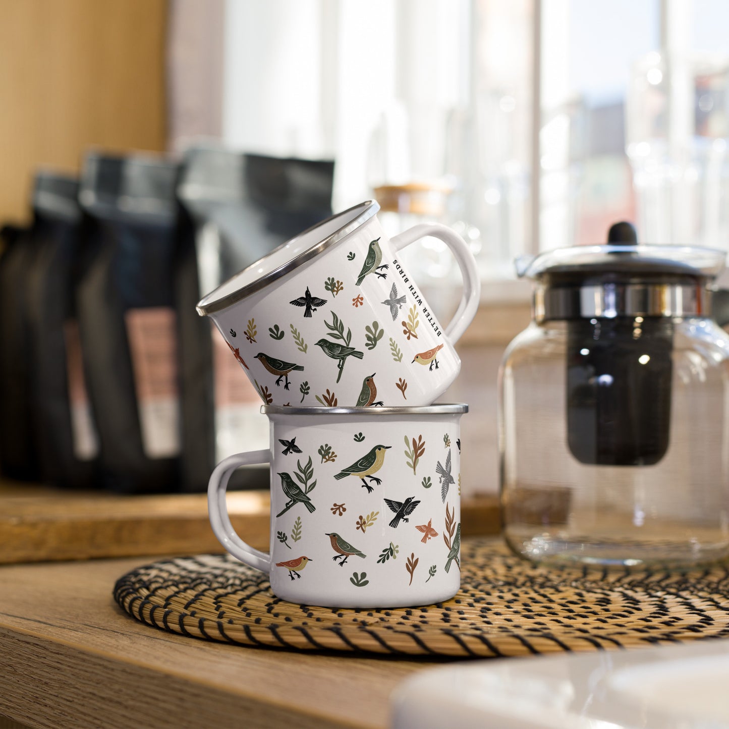 Vintage Birds Enamel Mug