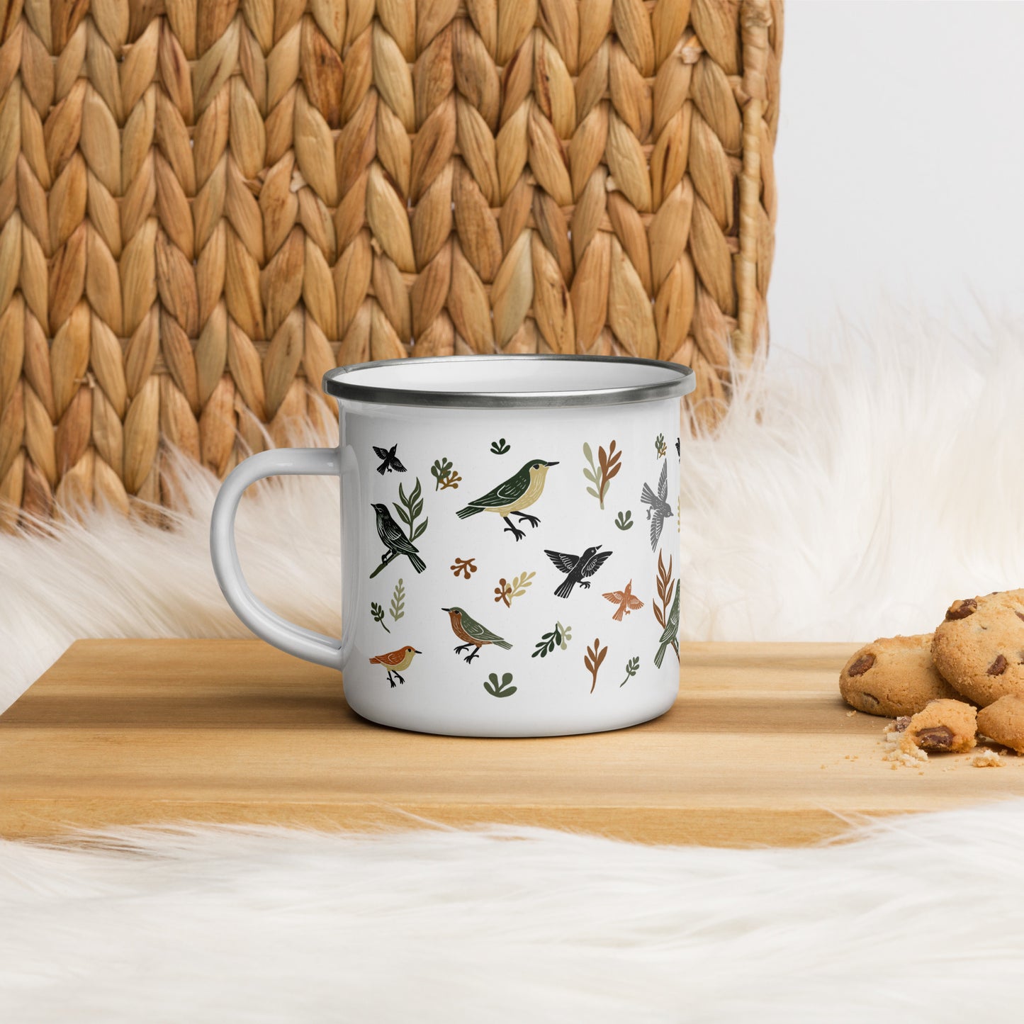 Vintage Birds Enamel Mug