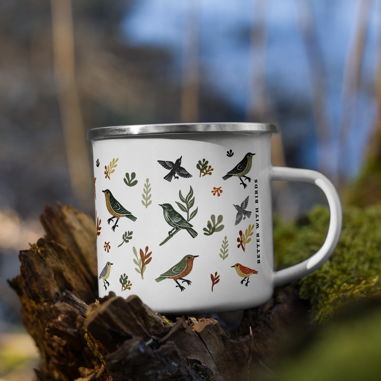 Vintage Birds Enamel Mug