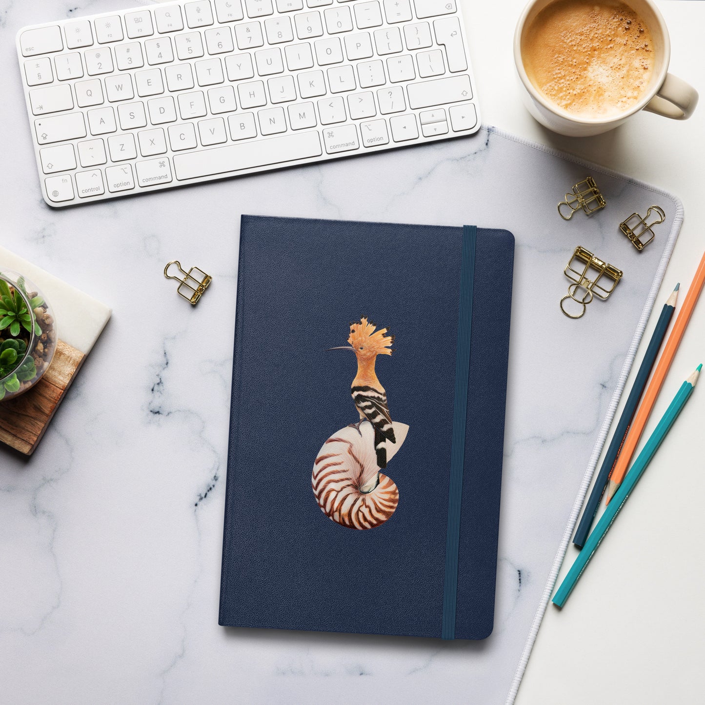 Hoopoe & Nautilus Hardcover Notebook