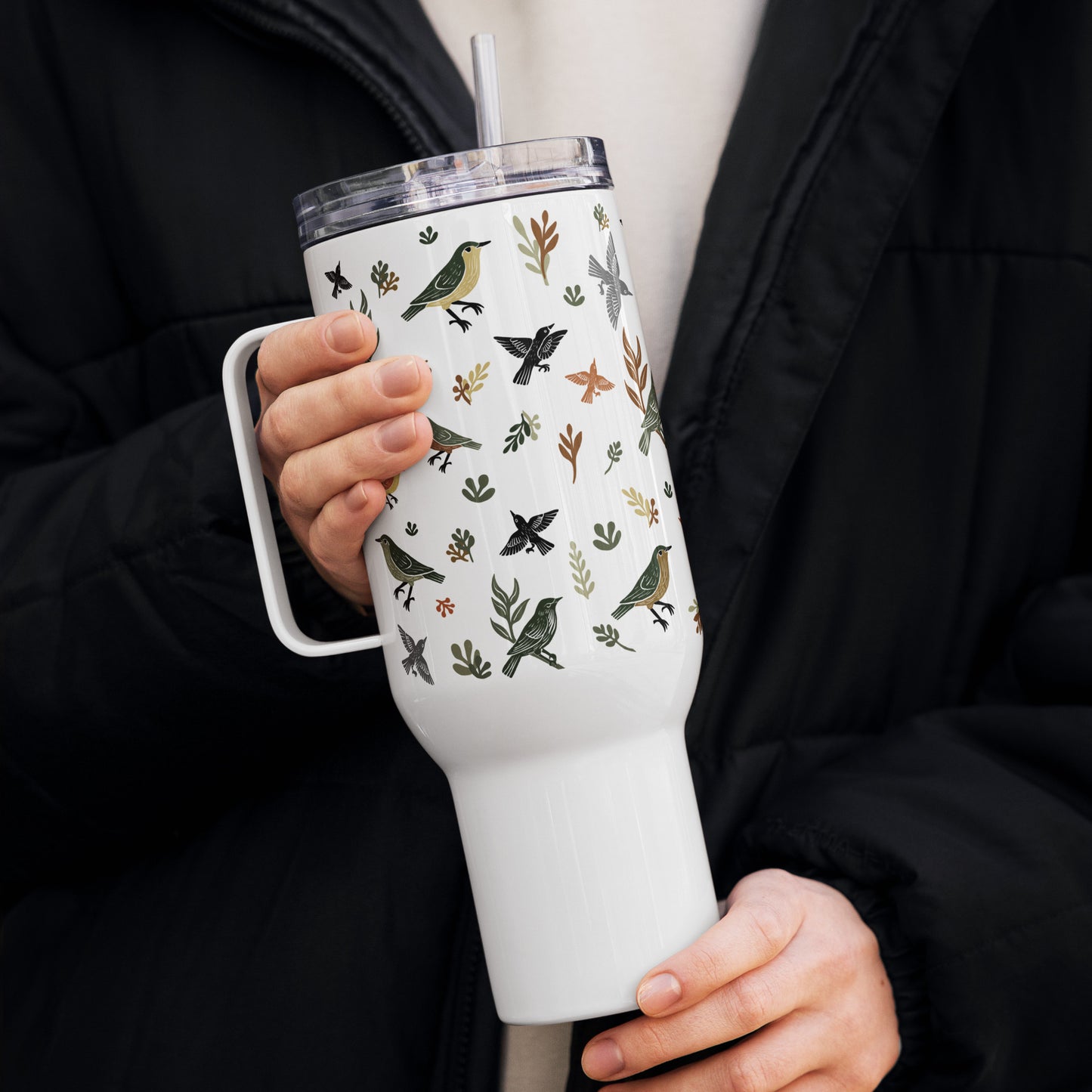 Vintage Birds Travel Mug with Handle