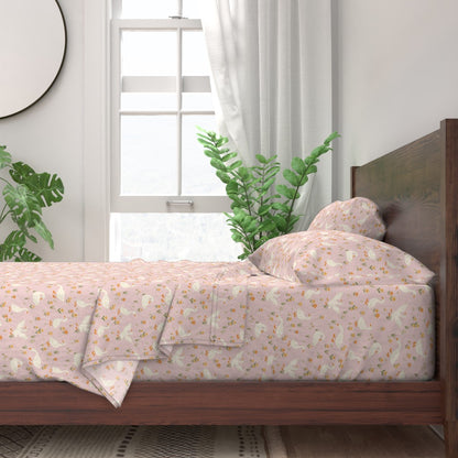 Cute Country Geese for Children's Room Decor Sheet Set — Medium Scale — pink colorway