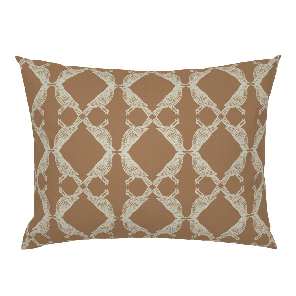 Nature-Inspired Geometric Symmetry of Birds Pillow Sham — Large Scale — beige (2)