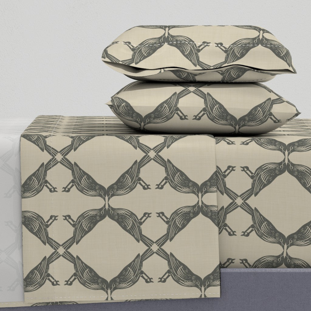 Nature-Inspired Geometric Symmetry of Birds Sheet Set — Large Scale — gray (2)
