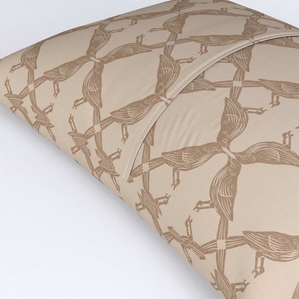 Nature-Inspired Geometric Symmetry of Birds Pillow Sham — Large Scale — cream (2) colorway