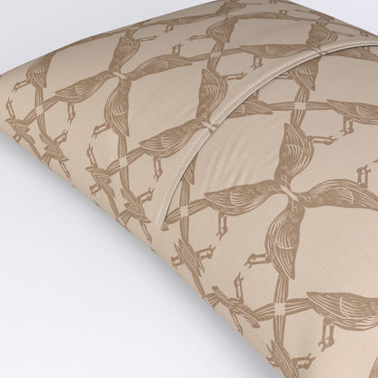 Nature-Inspired Geometric Symmetry of Birds Pillow Sham — Large Scale — cream (2) colorway