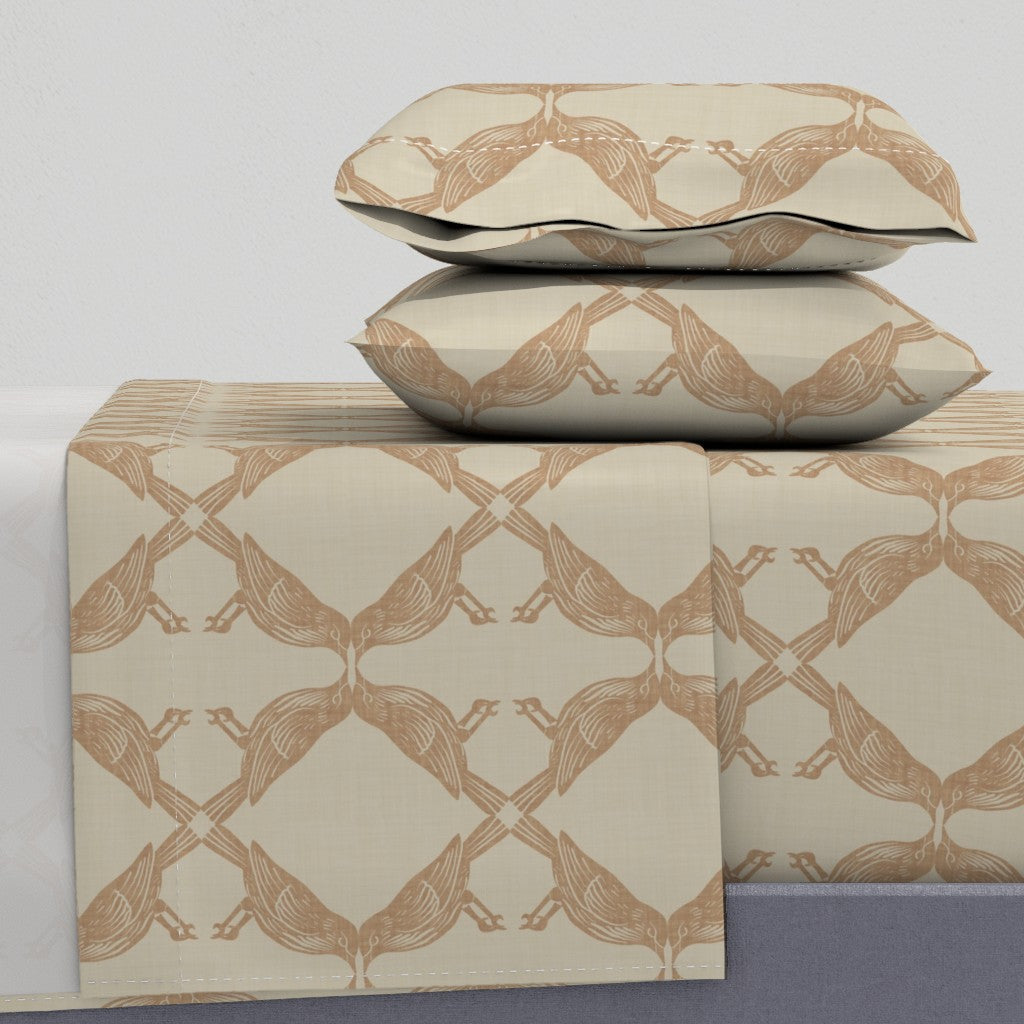 Nature-Inspired Geometric Symmetry of Birds Sheet Set — Large Scale — beige