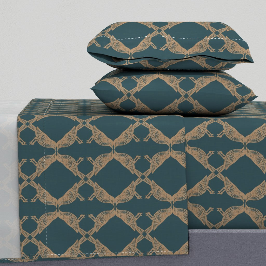 Nature-Inspired Geometric Symmetry of Birds Sheet Set — Large Scale — cream